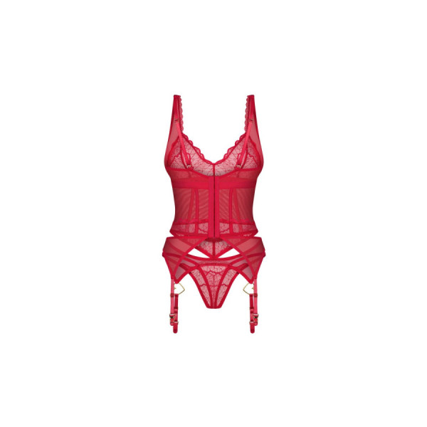Cupide Desir corset et string - Rouge